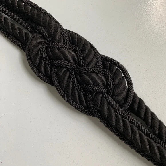 Vintage Black Obi Braided Belt with Silver Metal Clasp Vintage Men main image 3